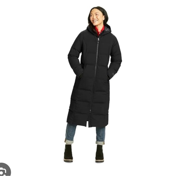 Eddie Bauer Glacier Peak Seamless Black Long Down Puffer Coat Jacket - Picture 14 of 14